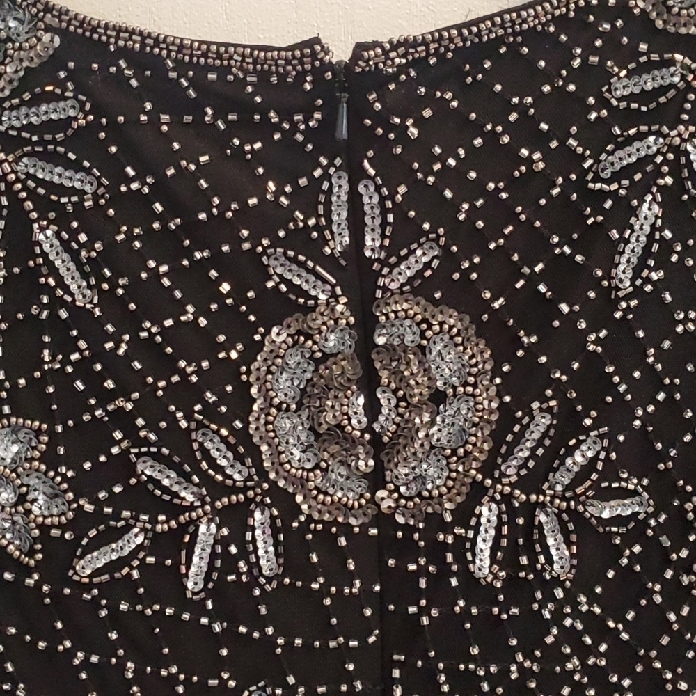 Pisarro Nights Black Vintage Maxi Beaded Sequin Gown 8 - Picture 7 of 8